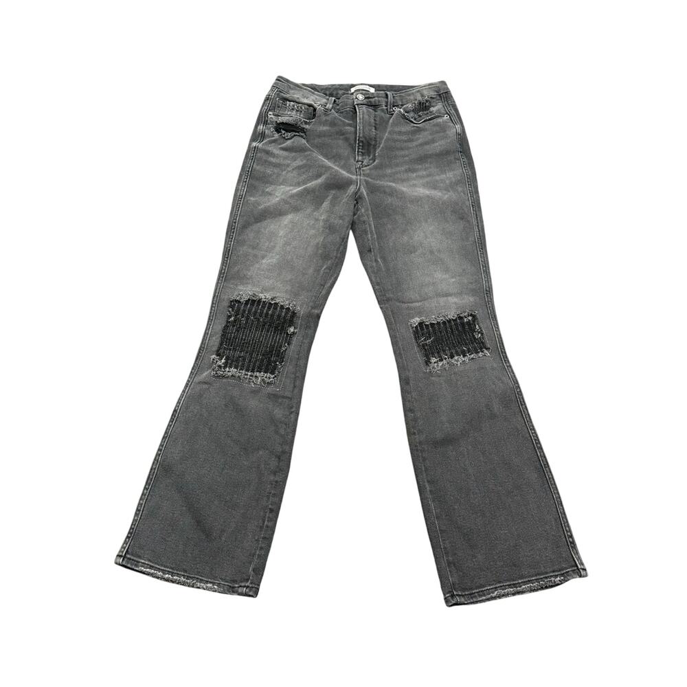 Good American Washed Black Good Curve Distressed Straight Jeans Size 12